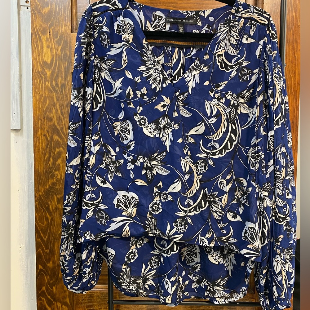 White House Black Market Floral Blouse w/ Knockout Detailing